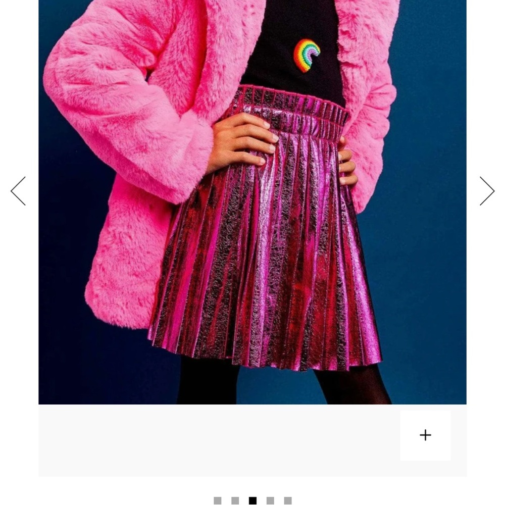 Lola & The Boys Foil Metallic Pleated Skirt - hot pink